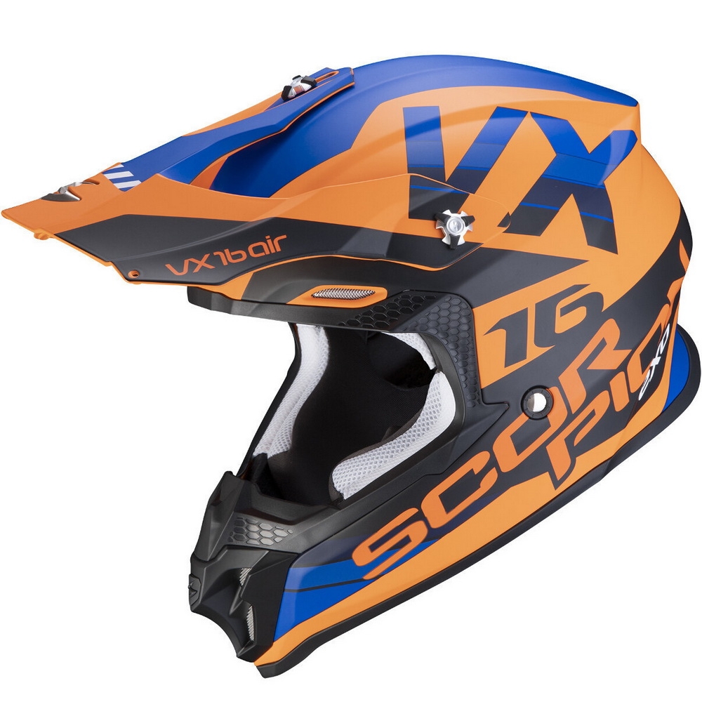 [SCORPION EXO] Мотошлем VX-16 AIR X-TURN, цвет Оранжевый Матовый/Синий/Черный в интернет-магазине Мотомода